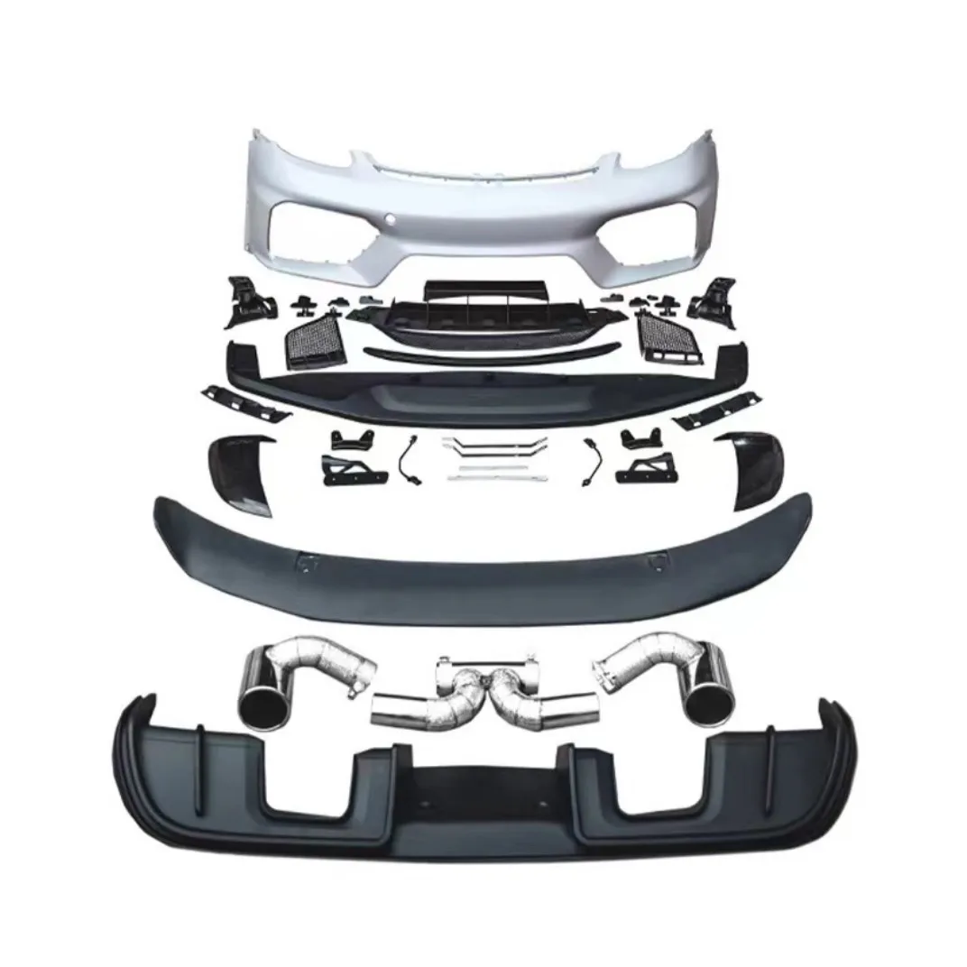 Комплект обвеса для Porsche Cayman 718 в стиле GT4 2017 года — включает передний бампер в сборе с решеткой радиатора, задний диффузор
Комплект обвеса для Porsche Cayman 718 в стиле GT4 2017 года — включает передний бампер в сборе с решеткой радиатора, задний диффузор