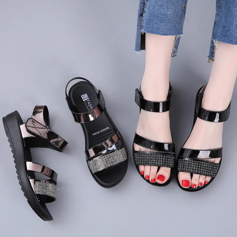 Summer New Fashion Flats Sandals Women Shoes Leather Bottom Fashion Rhinestones Sandals Comfortable Casual Rome Sandals Female
Summer New Fashion Flats Sandals Women Shoes Leather Bottom Fashion Rhinestones Sandals Comfortable Casual Rome Sandals Female