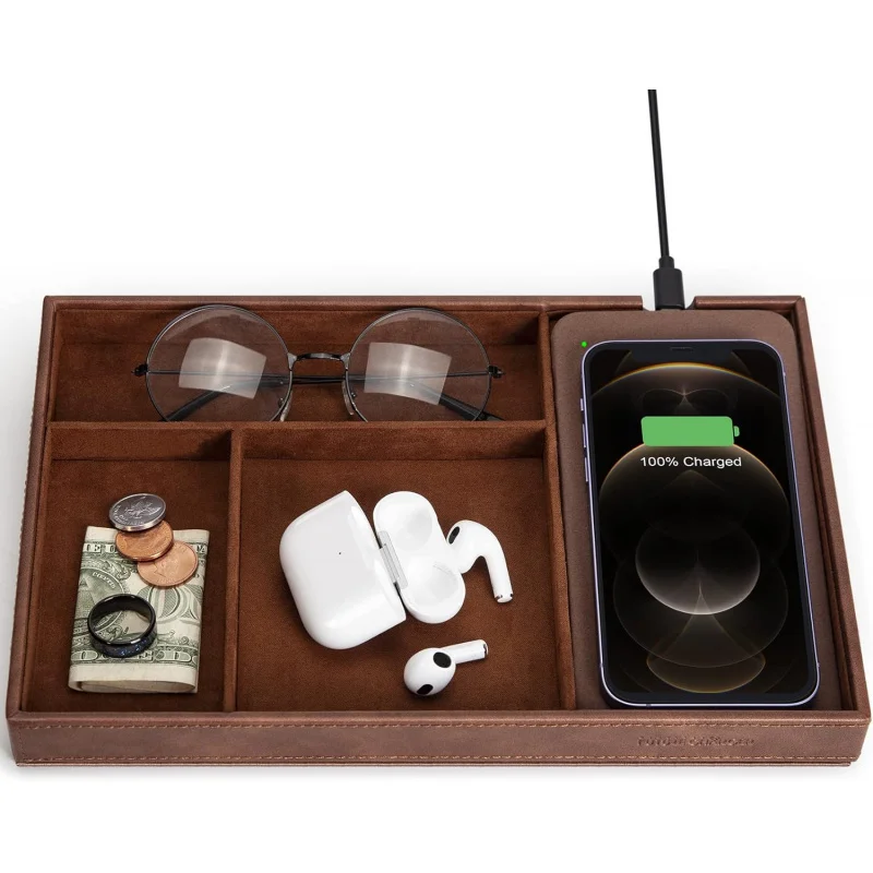 Органайзер для прикроватной тумбочки, органайзер для комода, шкатулка для мужских украшений, зарядная станция, поднос-органайзер из искусственной кожи для мужчин и женщин
Органайзер для прикроватной тумбочки, органайзер для комода, шкатулка для мужских украшений, зарядная станция, поднос-органайзер из искусственной кожи для мужчин и женщин