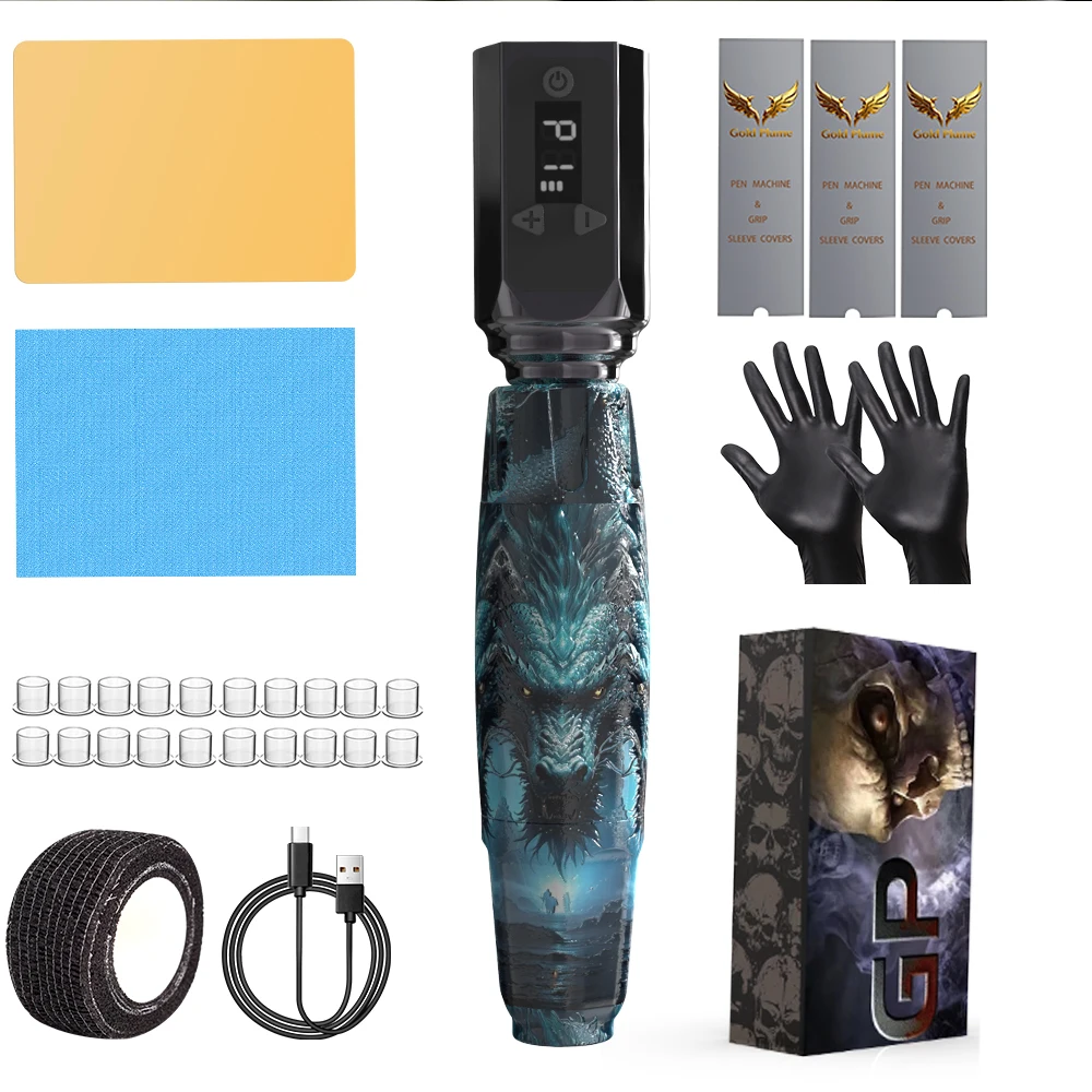 Wireless Tattoo Pen Kit - Rotary Tattoo Machine with LED Display, Practice Skin, Gloves & Supplies for Beginners Artists
Wireless Tattoo Pen Kit - Rotary Tattoo Machine with LED Display, Practice Skin, Gloves & Supplies for Beginners Artists