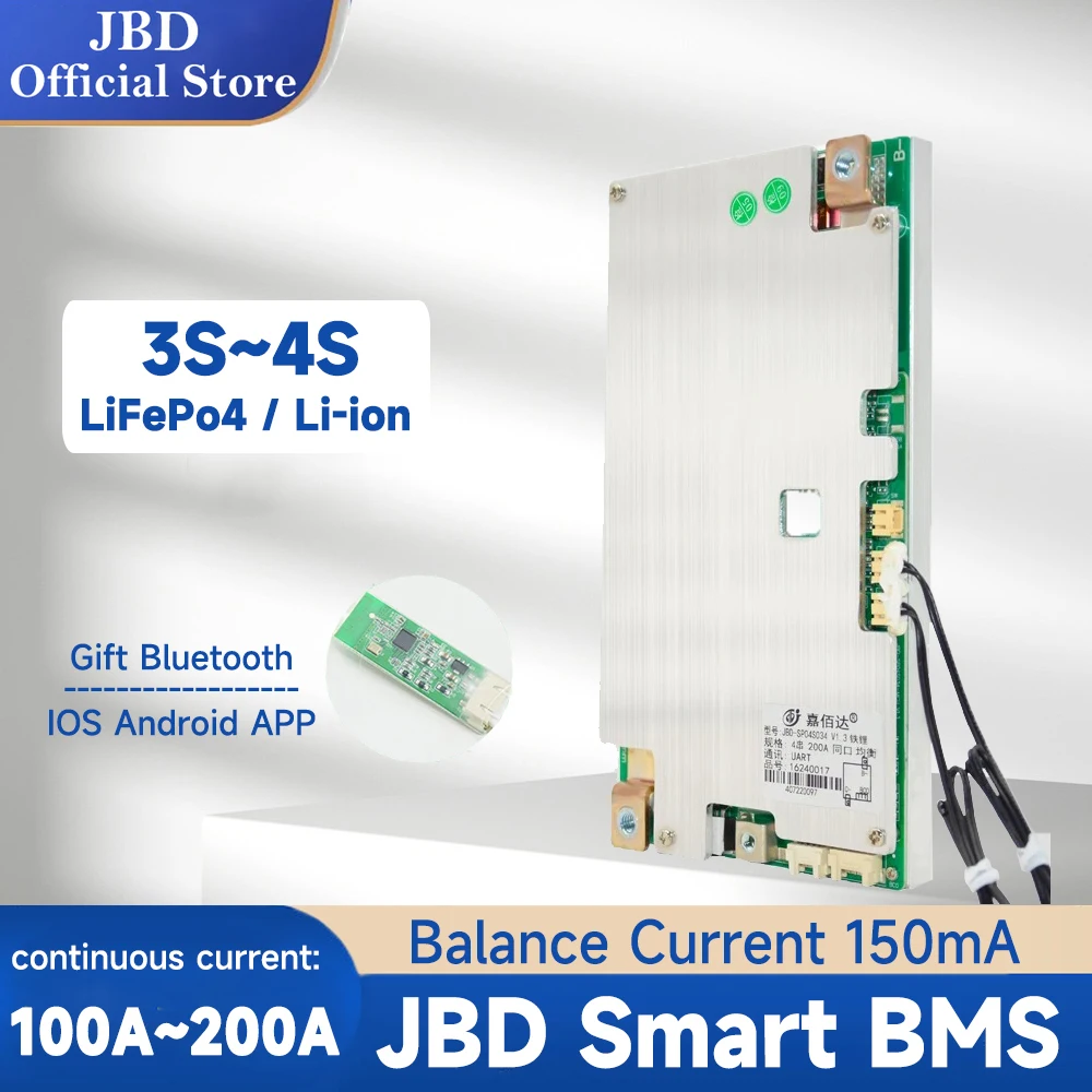 JBD Smart BMS 4S LiFePo4 3S Li-ion 100A 150A 200A Continuous Current Charge Protect BT Heat UART Balance BMS LI-ION Battery BMS
JBD Smart BMS 4S LiFePo4 3S Li-ion 100A 150A 200A Continuous Current Charge Protect BT Heat UART Balance BMS LI-ION Battery BMS