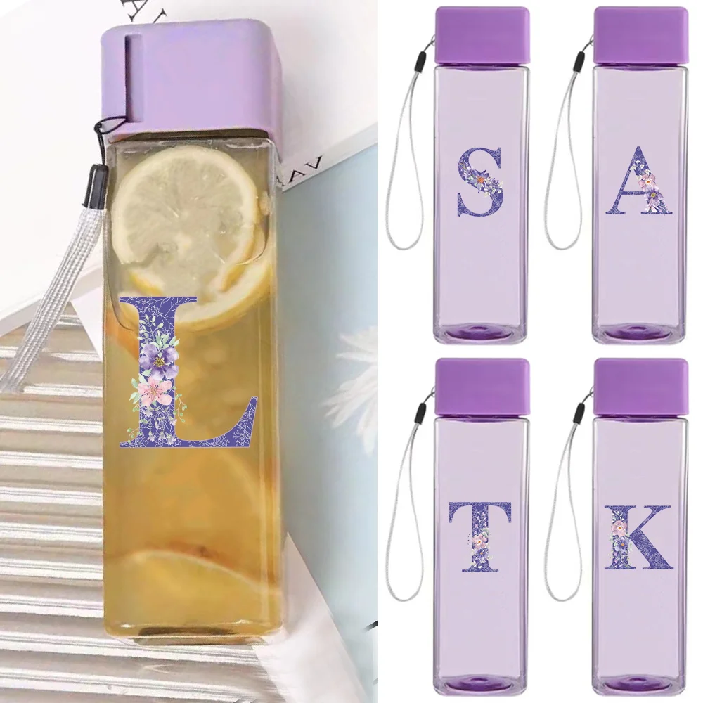 Square Water Bottle With Lanyard 500ml Transparent Portable Purple Plastic Cup For Travel Gym Purple Flower Pattern
Square Water Bottle With Lanyard 500ml Transparent Portable Purple Plastic Cup For Travel Gym Purple Flower Pattern