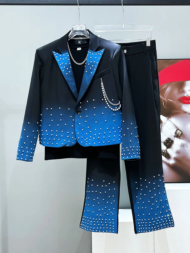 New Original Home Short Diamond Embedded Chain Men's Fashion Spray Painted Suiting Straight Leg Pants Set Youth Trendy Style
New Original Home Short Diamond Embedded Chain Men's Fashion Spray Painted Suiting Straight Leg Pants Set Youth Trendy Style