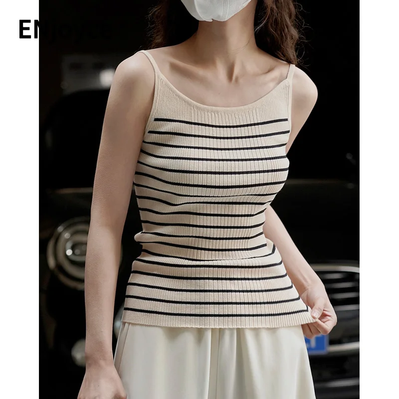 ENjoyce Summer Women Striped Knitted Tank Tops Suspenders Slim Vest Korean Fashion Crop Top Matching Sleeveless Y2K Streewear
ENjoyce Summer Women Striped Knitted Tank Tops Suspenders Slim Vest Korean Fashion Crop Top Matching Sleeveless Y2K Streewear