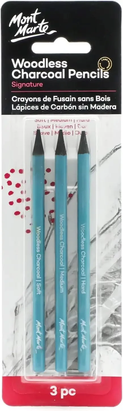 Charcoal Drawing Pencils Set, 3 Grades Soft Medium Hard, 3-Piece
Charcoal Drawing Pencils Set, 3 Grades Soft Medium Hard, 3-Piece