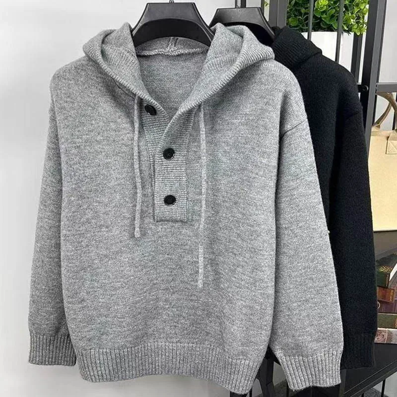 Autumn Winter Men's Knitted Loose Half Button Sweater Hoodies Comfortable Streetwear Hooded Sweatshirt Fashion Y2k Pullover 
Autumn Winter Men's Knitted Loose Half Button Sweater Hoodies Comfortable Streetwear Hooded Sweatshirt Fashion Y2k Pullover