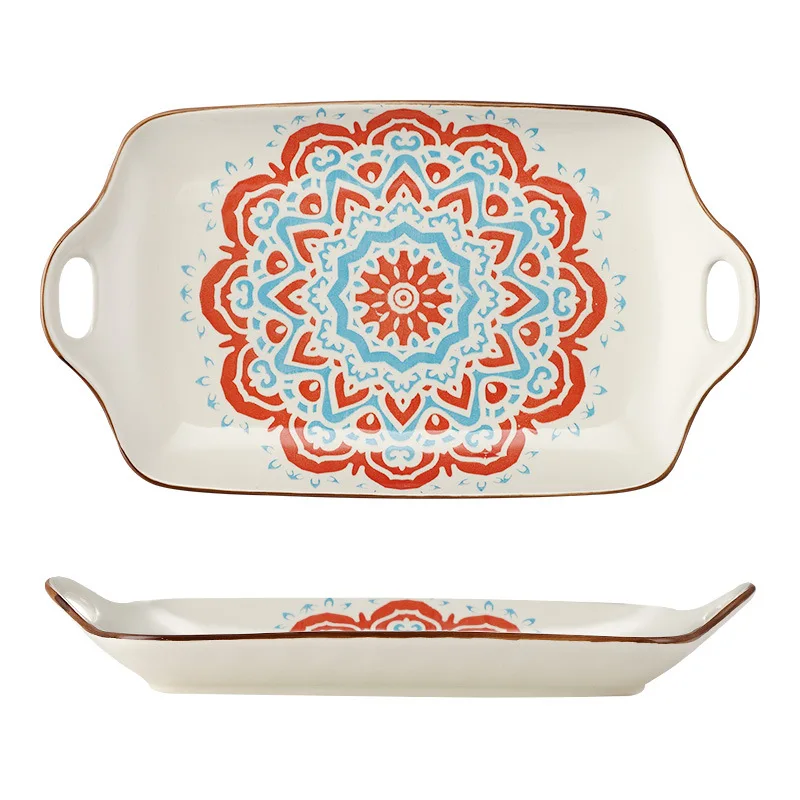 LH antique underglaze ceramic plate household binaural rectangular fish plate vegetable plate
LH antique underglaze ceramic plate household binaural rectangular fish plate vegetable plate