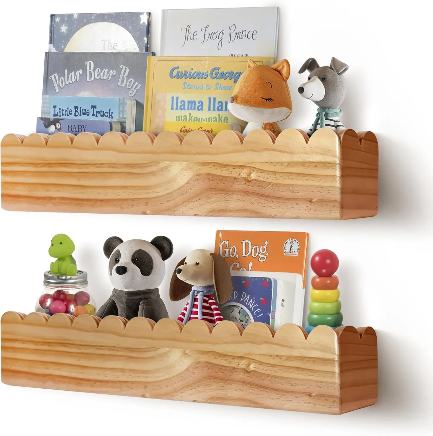 Scalloped Floating Bookshelves Set of 2, Kids Wall Shelf for Nursery Decor, 24 Inches Length
Scalloped Floating Bookshelves Set of 2, Kids Wall Shelf for Nursery Decor, 24 Inches Length