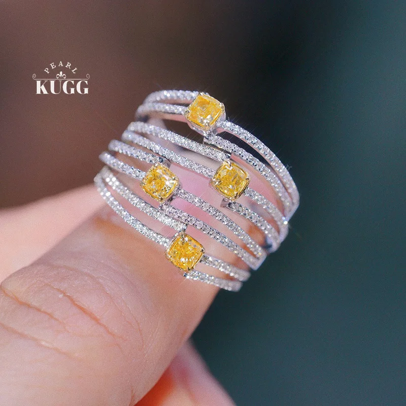 Кольца KUGG из 100% белого золота 18 карат, обручальное кольцо с настоящим натуральным желтым бриллиантом для женщин, модные свадебные украшения в стиле INS
Кольца KUGG из 100% белого золота 18 карат, обручальное кольцо с настоящим натуральным желтым бриллиантом для женщин, модные свадебные украшения в стиле INS
