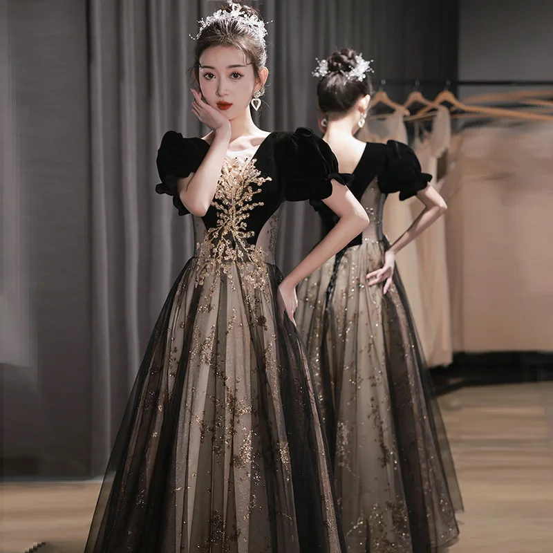 Black French Evening Dress Light Luxury Tulle Hollow V-Neck Formal Party Gown Exquisite Applique Sequin Princess Prom Dresses
Black French Evening Dress Light Luxury Tulle Hollow V-Neck Formal Party Gown Exquisite Applique Sequin Princess Prom Dresses
