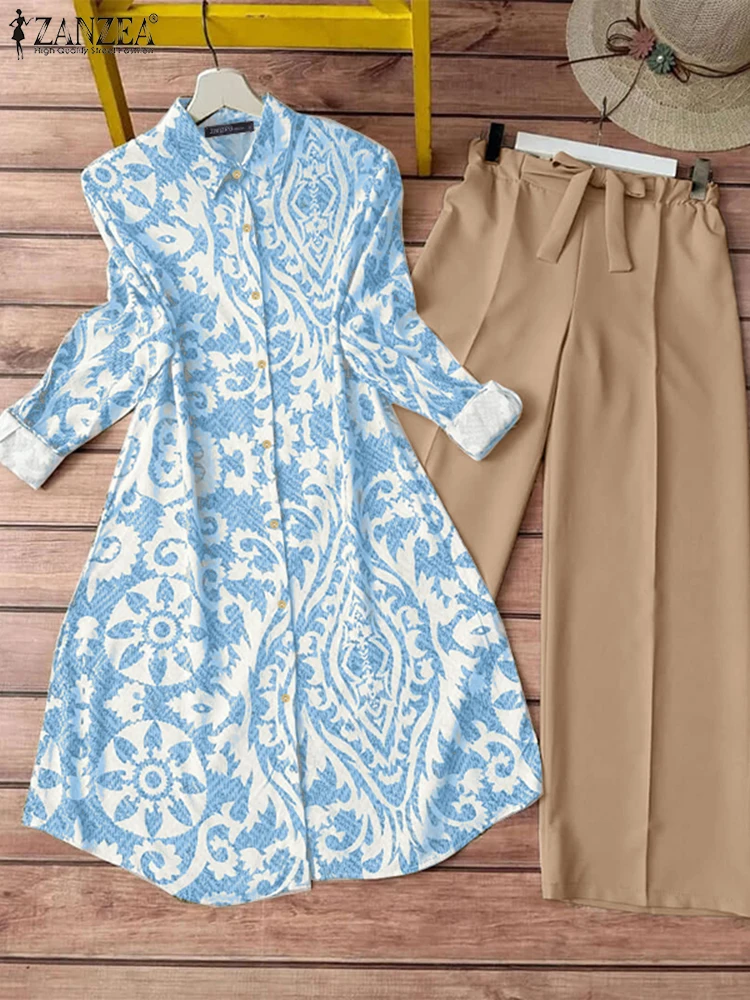 ZANZEA Casual 2pcs Suits Women Leisure Outfits Holiday Lapel Printing Tops Wide Leg Pant Sets 2025 Spring Matching Tracksuit
ZANZEA Casual 2pcs Suits Women Leisure Outfits Holiday Lapel Printing Tops Wide Leg Pant Sets 2025 Spring Matching Tracksuit