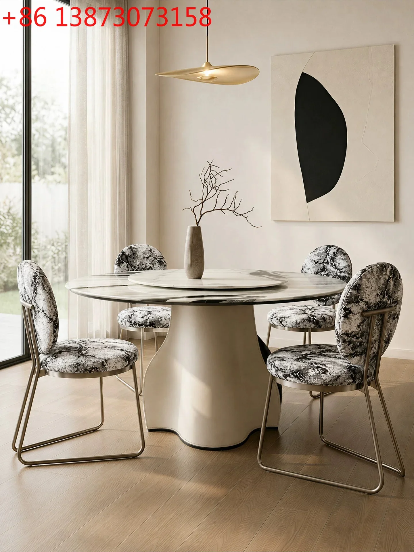 Like Feather, Original Saddle Leather Art Natural Marble Dining Table Round Rock Slate Table with Turntable
Like Feather, Original Saddle Leather Art Natural Marble Dining Table Round Rock Slate Table with Turntable