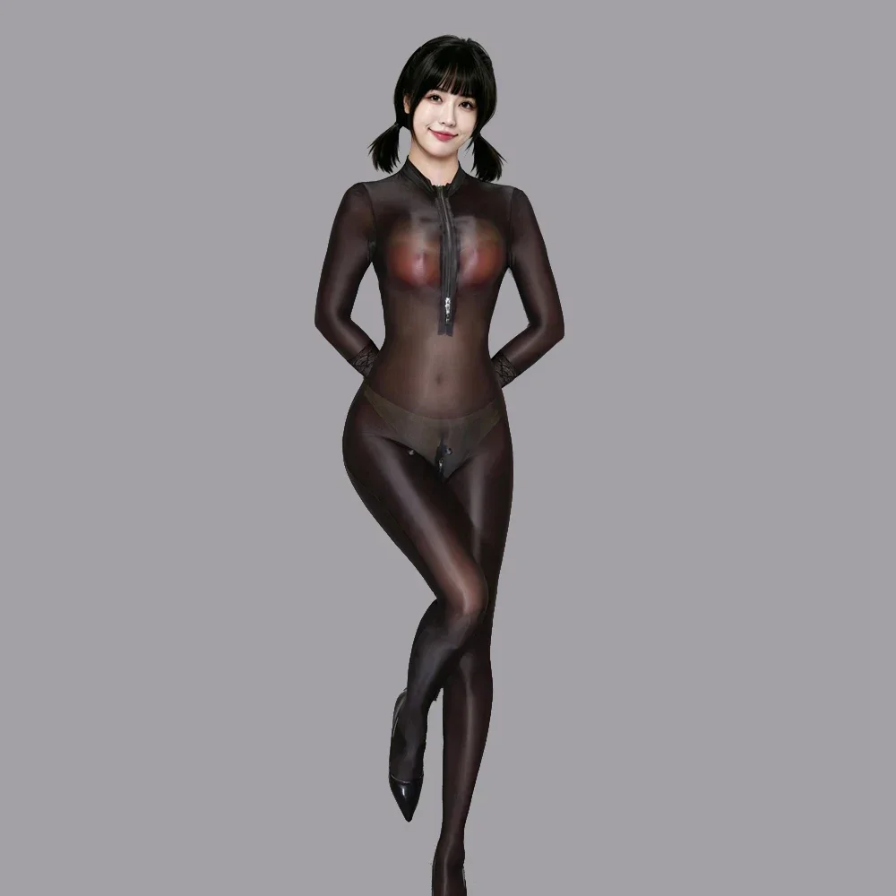 High Elastic Oil Shiny Sheer Women's Jumpsuit Front Zipper Open Woman Shaping Wear Tights Yoga Fashion Slimming Leotard
High Elastic Oil Shiny Sheer Women's Jumpsuit Front Zipper Open Woman Shaping Wear Tights Yoga Fashion Slimming Leotard