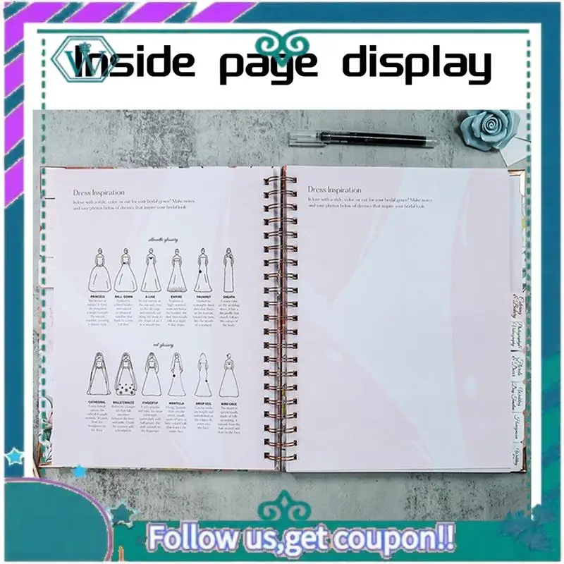 Wedding Planner For Bride - Planning Book And Organizer, Bridal Binder With Countdown Calendar Valentine's Day Gift Durable
Wedding Planner For Bride - Planning Book And Organizer, Bridal Binder With Countdown Calendar Valentine's Day Gift Durable