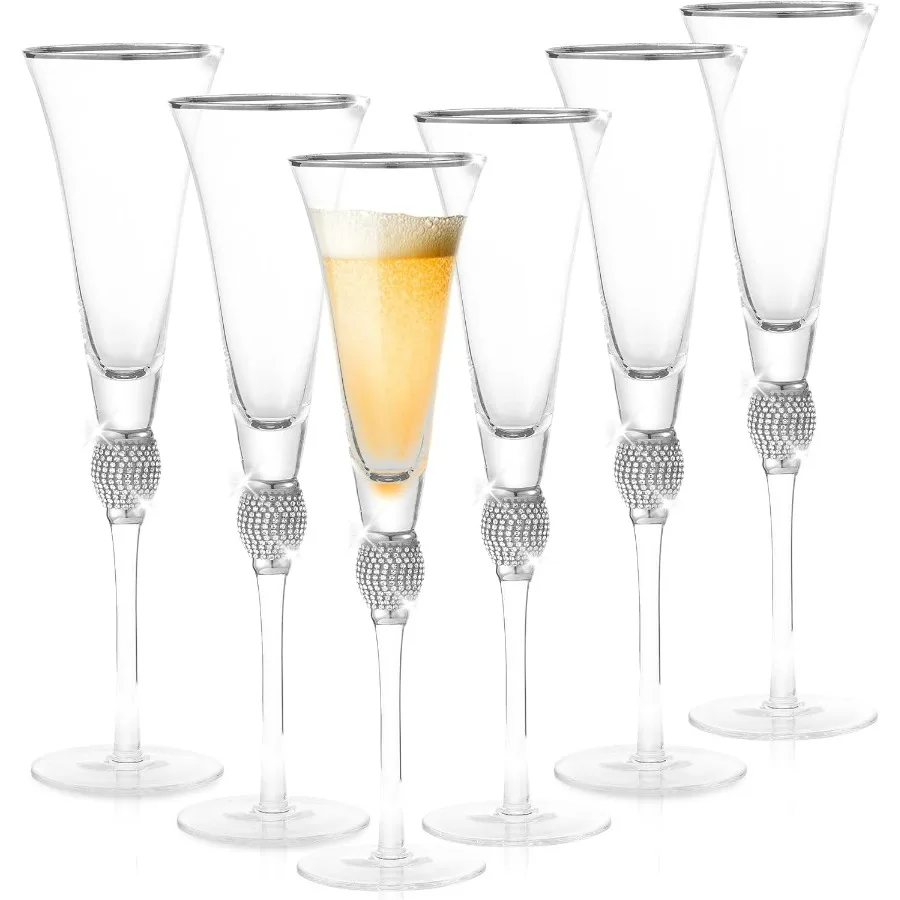 Elegant Crystal Champagne et Flutes with Silver Rim and Sparkling Rhinestone Accents Perfect for Weddings Parties and Special O
Elegant Crystal Champagne et Flutes with Silver Rim and Sparkling Rhinestone Accents Perfect for Weddings Parties and Special O