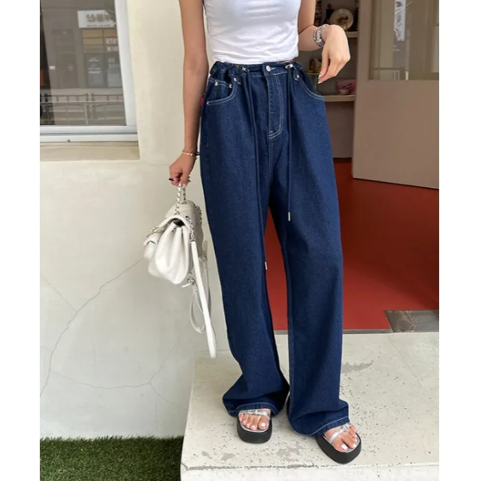 2026 New High Waist Straight Leg Wide Leg Casual Jeans Women's Pants Chic Korean Style Drawstring Pure Color Slimming Summer
2026 New High Waist Straight Leg Wide Leg Casual Jeans Women's Pants Chic Korean Style Drawstring Pure Color Slimming Summer