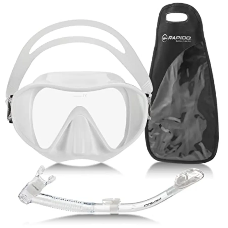 Rapido Active Frameless Mask and Snorkel Combo for snorkeling, silicone and polycarbonate, black and transparent, ultra-low vol
Rapido Active Frameless Mask and Snorkel Combo for snorkeling, silicone and polycarbonate, black and transparent, ultra-low vol