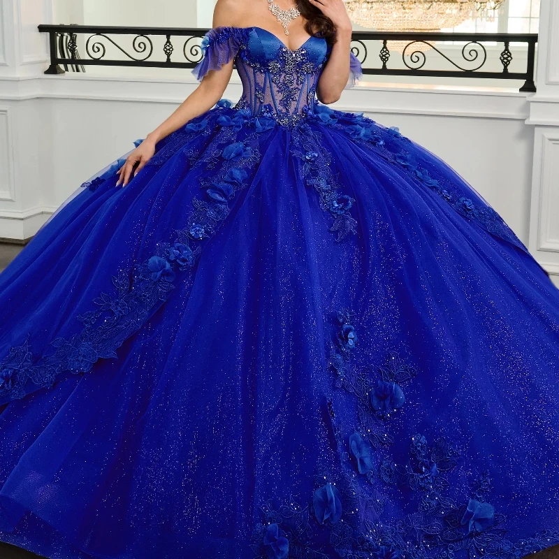 Royal Blue Shiny Quinceanera Dresses Off the Shoulder Applique Flower Beads Tull Party Birthday Ball Gown Sweet 16 Vestidos 15
Royal Blue Shiny Quinceanera Dresses Off the Shoulder Applique Flower Beads Tull Party Birthday Ball Gown Sweet 16 Vestidos 15