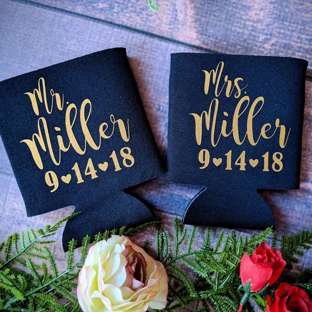 Custom Mr and Mrs Can Coolers Set of 2 Wedding Supplies Bridal Shower Gift Husband and Wife Anniversary Bachelor Party Accessory
Custom Mr and Mrs Can Coolers Set of 2 Wedding Supplies Bridal Shower Gift Husband and Wife Anniversary Bachelor Party Accessory