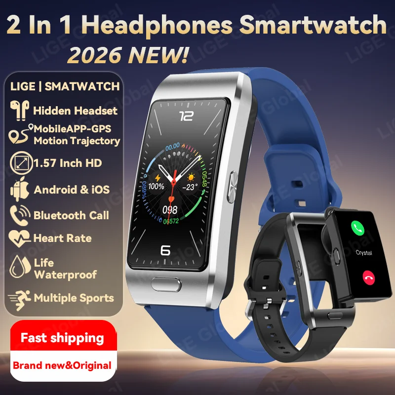 LIGE Earphones Bluetooth Headset Smartwatch Men Women GPS Sport Tracker Music Watch ECG Health Monitoring Waterproof Smart Watch
LIGE Earphones Bluetooth Headset Smartwatch Men Women GPS Sport Tracker Music Watch ECG Health Monitoring Waterproof Smart Watch