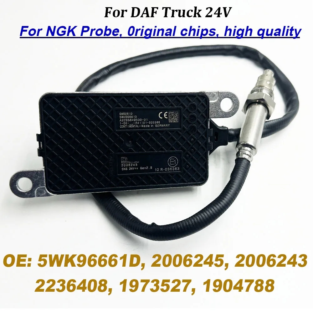 For NGK Probe 5WK96661D Nox Nitrogen Oxide Sensor 2006245 2006243 2236408 High Quality Chip 1973527 1904788 For DAF Truck 24V
For NGK Probe 5WK96661D Nox Nitrogen Oxide Sensor 2006245 2006243 2236408 High Quality Chip 1973527 1904788 For DAF Truck 24V