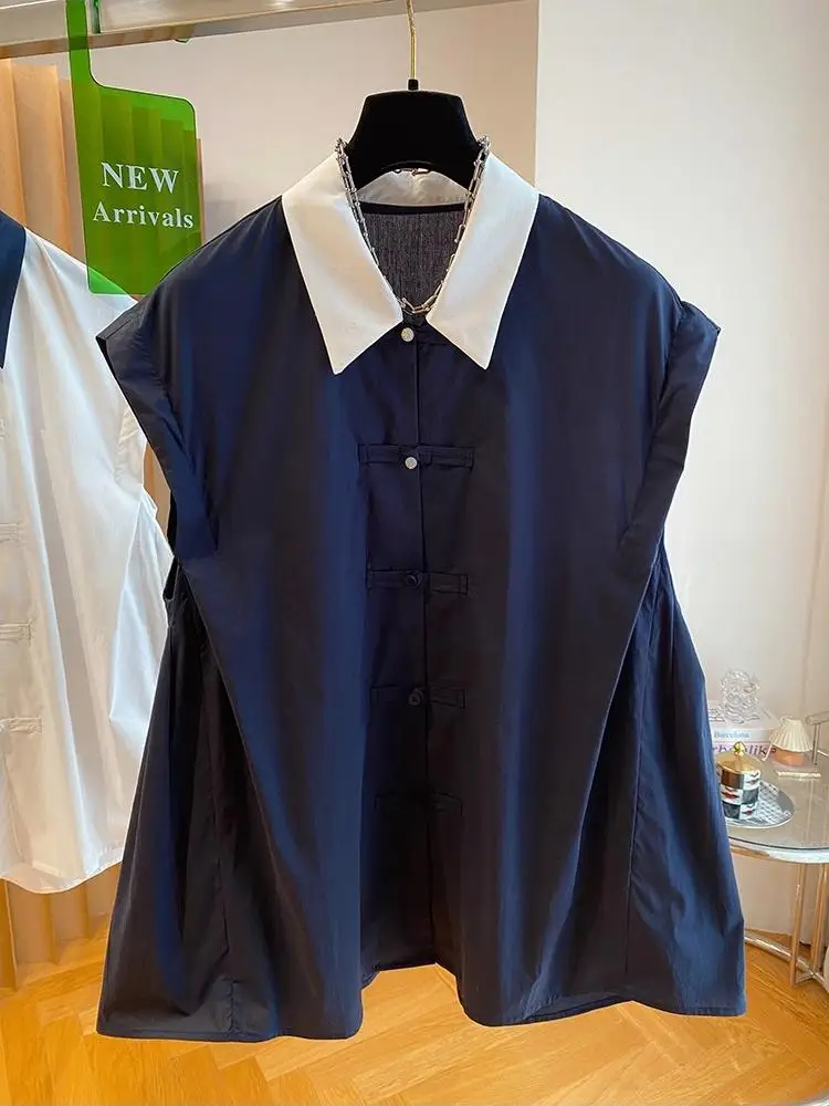 New Chinese Style Shirt Women Summer Loose Casual Sleeveless Blouse Retro Turn-down Collar Shirt Chic Design Tops
New Chinese Style Shirt Women Summer Loose Casual Sleeveless Blouse Retro Turn-down Collar Shirt Chic Design Tops