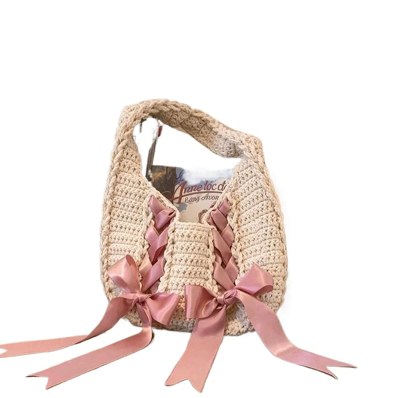 Crochet Ins Wind Bow Ribbon Hand Bill Shoulder Bag Hand-woven Diy Material Bag Homemade Underarm Fashion Personality Handbags
Crochet Ins Wind Bow Ribbon Hand Bill Shoulder Bag Hand-woven Diy Material Bag Homemade Underarm Fashion Personality Handbags