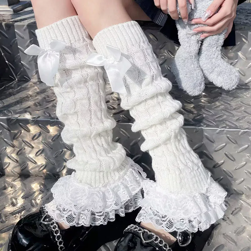 Вязаные гетры в стиле Лолиты, 2022, многоуровневые носки с рюшами и бантом, женские японские носки для девочек, Т-образные кружевные гетры с рогами, чулки
Вязаные гетры в стиле Лолиты, 2022, многоуровневые носки с рюшами и бантом, женские японские носки для девочек, Т-образные кружевные гетры с рогами, чулки
