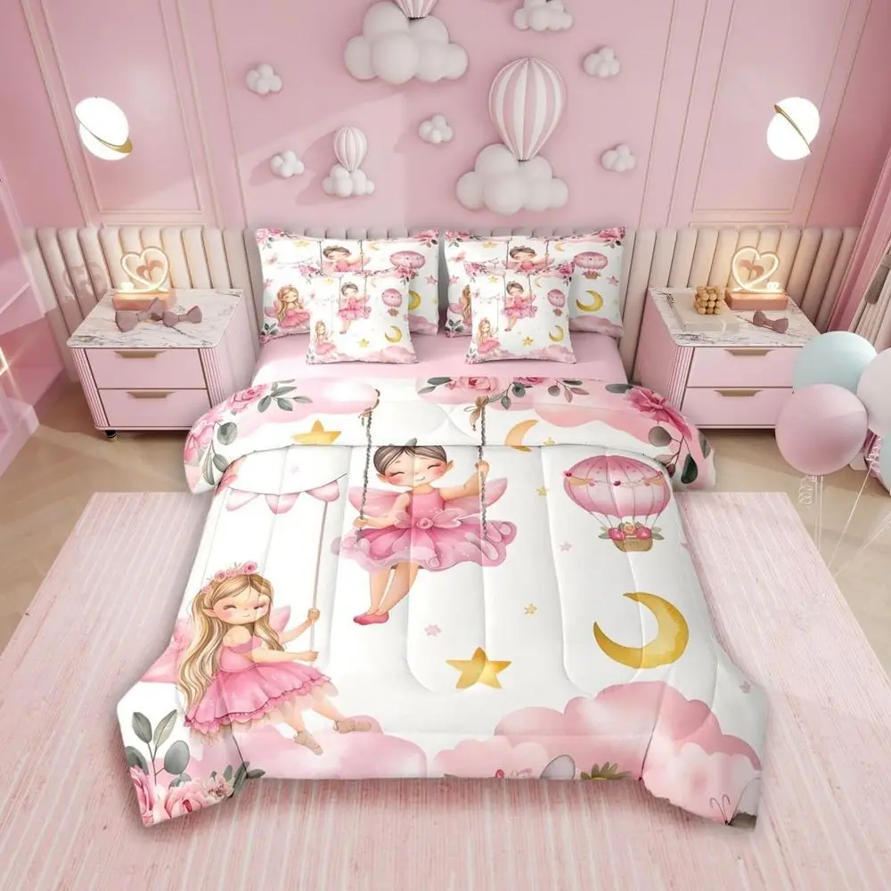 Cute Pink Floral Queen Comforter Set with Sheets - 7-Piece Girls' Bedding, Moon & Stars Bed in a Bag
Cute Pink Floral Queen Comforter Set with Sheets - 7-Piece Girls' Bedding, Moon & Stars Bed in a Bag