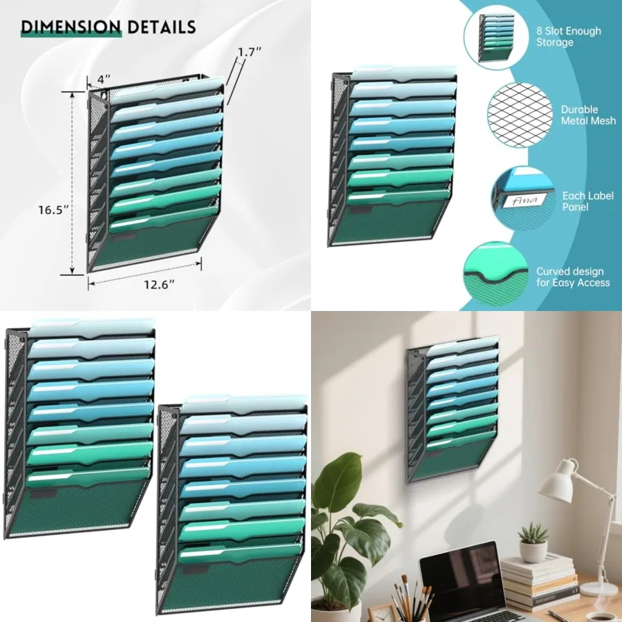Wall File Organizer, Hanging Wall Files for Papers, Folders, Magazines, Wall Organizer for Clipboard, Assembly Needed, Black, 2
Wall File Organizer, Hanging Wall Files for Papers, Folders, Magazines, Wall Organizer for Clipboard, Assembly Needed, Black, 2