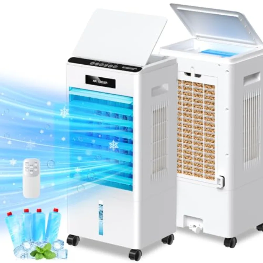 Portable Air Conditioner for Home Bedroom Kitchen, White Evaporative Cooler with 8L Tank, 3-in-1 AC Fan, 3 Modes 3-Speed, Remot
Portable Air Conditioner for Home Bedroom Kitchen, White Evaporative Cooler with 8L Tank, 3-in-1 AC Fan, 3 Modes 3-Speed, Remot