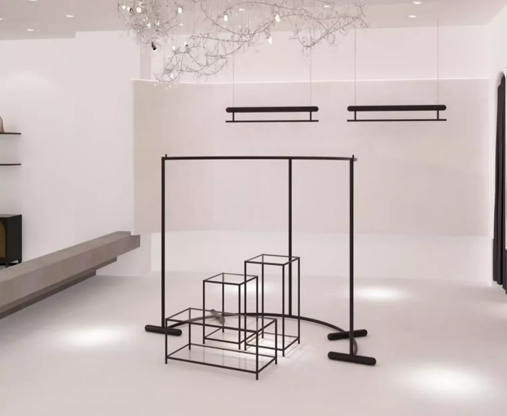 Clothing store, island table, women's clothing store, middle display shelf, table, semi-circular shelf
Clothing store, island table, women's clothing store, middle display shelf, table, semi-circular shelf