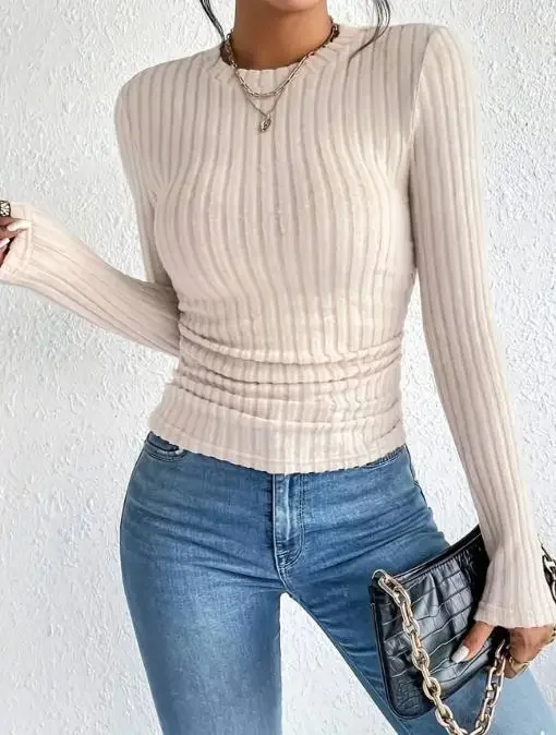 Women's Fashion Tee Autumn & Winter Simple Style Round Neck Long Sleeve T-Shirt for Outdoor Commuting Versatile Base Shirt Top
Women's Fashion Tee Autumn & Winter Simple Style Round Neck Long Sleeve T-Shirt for Outdoor Commuting Versatile Base Shirt Top