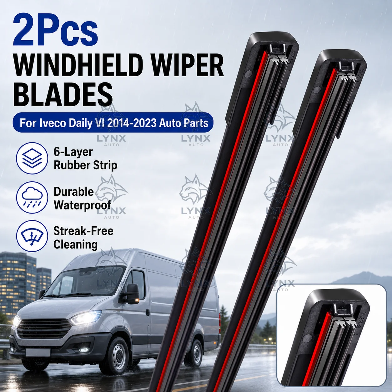 2Pcs Windshield Wiper Blades 6-Layer Rubber Strip Durable For Iveco Daily VI 2014-2023 Auto Parts
2Pcs Windshield Wiper Blades 6-Layer Rubber Strip Durable For Iveco Daily VI 2014-2023 Auto Parts