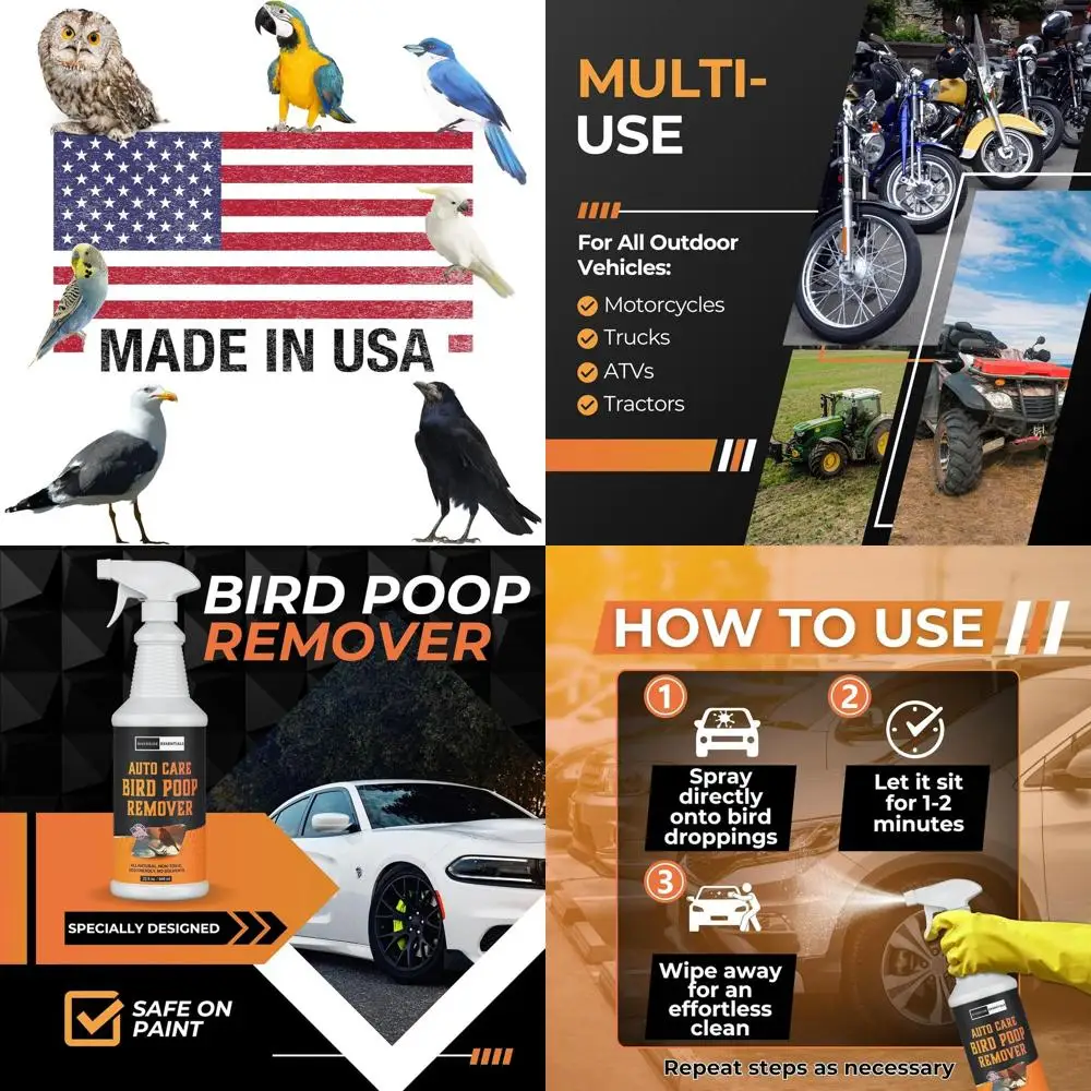 32oz Heavy Duty Bird Poop Remover & Stain Cleaner for Cars and Outdoor Vehicles - Powerful Stain Remover Spray, Safe on Paint, E
32oz Heavy Duty Bird Poop Remover & Stain Cleaner for Cars and Outdoor Vehicles - Powerful Stain Remover Spray, Safe on Paint, E