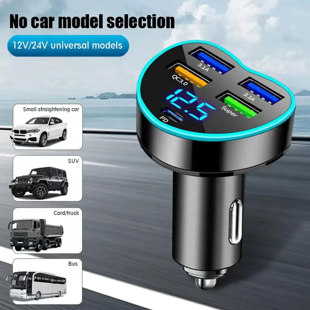 5 Ports Car Charger Lighter Fast Charging PD QC3.0 USB Type C Car Phone Charger Adapter For iphone A5M3
5 Ports Car Charger Lighter Fast Charging PD QC3.0 USB Type C Car Phone Charger Adapter For iphone A5M3