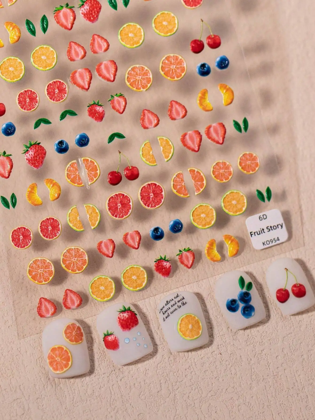 1 Piece Of Embossed Summer Fruit Nail Art Sticker Decoration With Orange, Lemon, Strawberry, Grape, Blueberry, Watermelon And Other Graphic Nail Art Element Decals, Suitable For Ladies And Little Girls DIY Nails Nail Supplies Nail Stickers
1 Piece Of Embossed Summer Fruit Nail Art Sticker Decoration With Orange, Lemon, Strawberry, Grape, Blueberry, Watermelon And Other Graphic Nail Art Element Decals, Suitable For Ladies And Little Girls DIY Nails Nail Supplies Nail Stickers