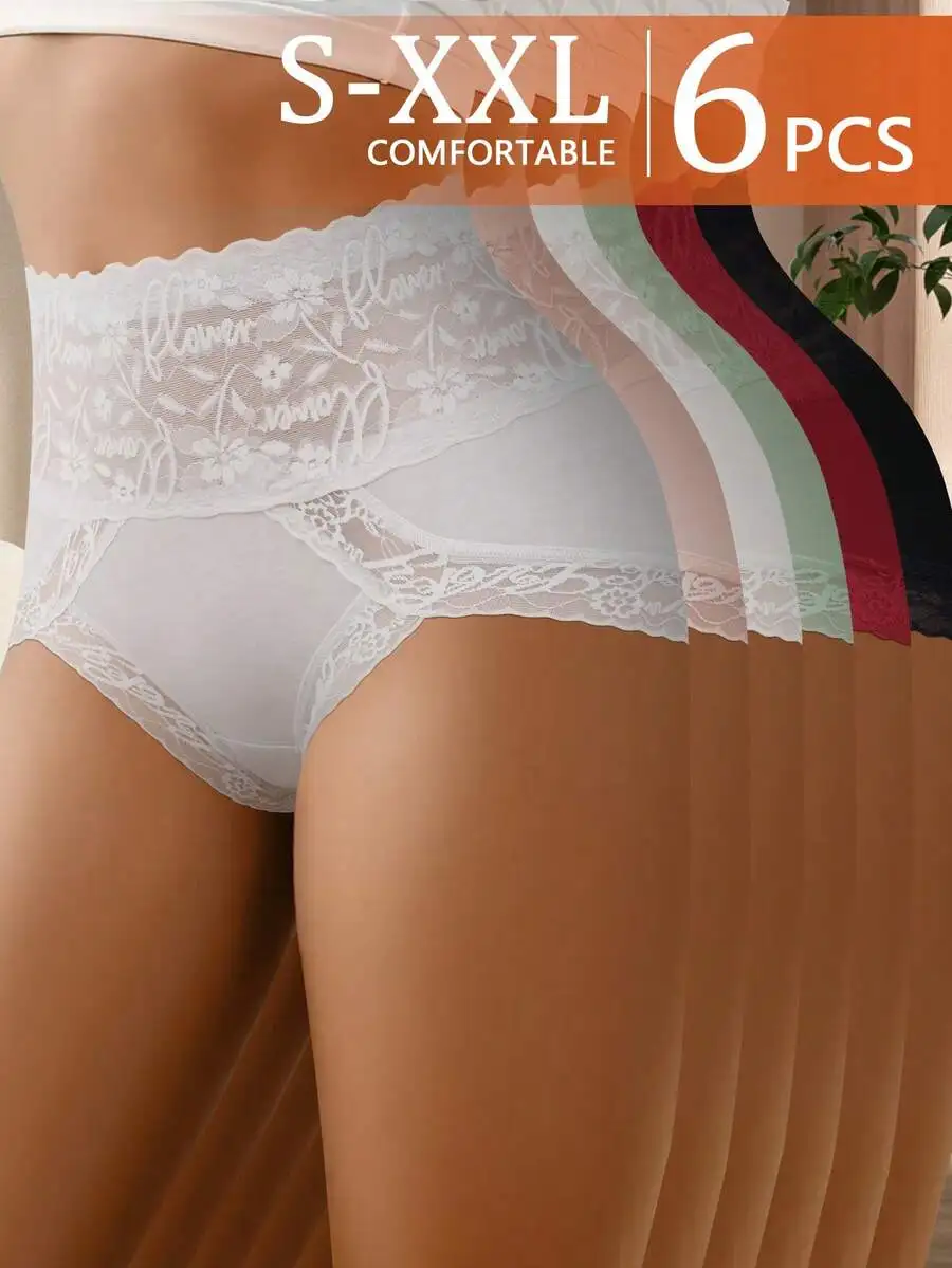 6pcs Women High Waist Briefs With Lace Trim Soft Comfortable Underwear S-XXL
6pcs Women High Waist Briefs With Lace Trim Soft Comfortable Underwear S-XXL