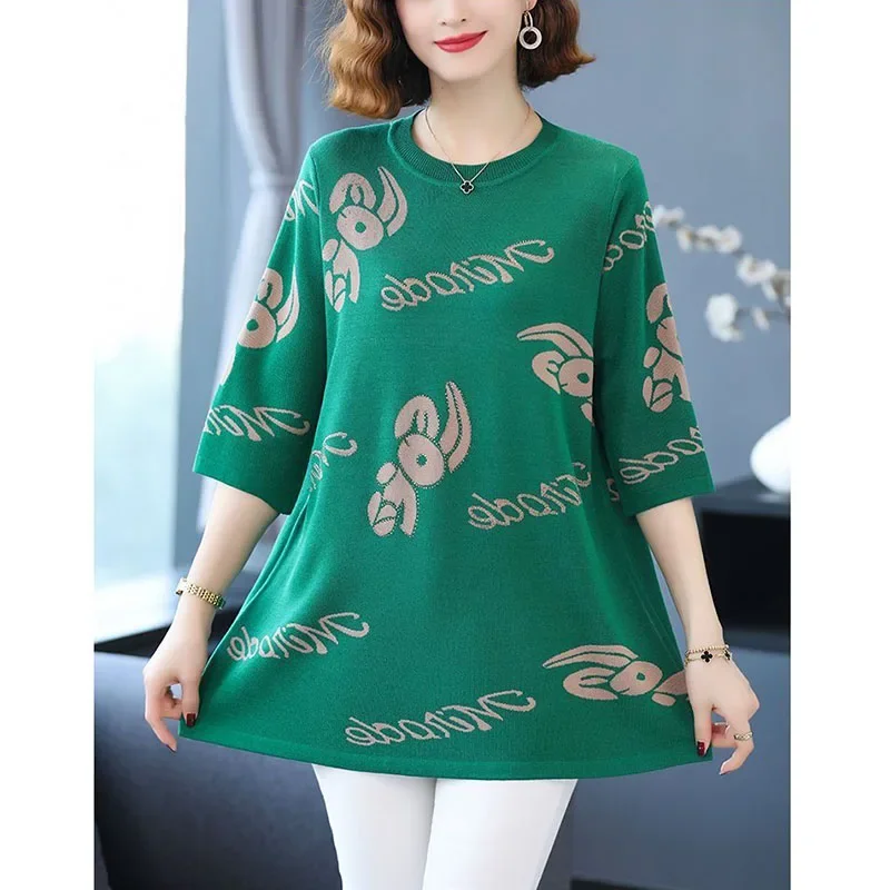 Women Loose Midi T-shirt Koreon Summer New Half Sleeve O-Neck Printing Vintage Pullover Casual Fashion Thin Cotton Tops
Women Loose Midi T-shirt Koreon Summer New Half Sleeve O-Neck Printing Vintage Pullover Casual Fashion Thin Cotton Tops