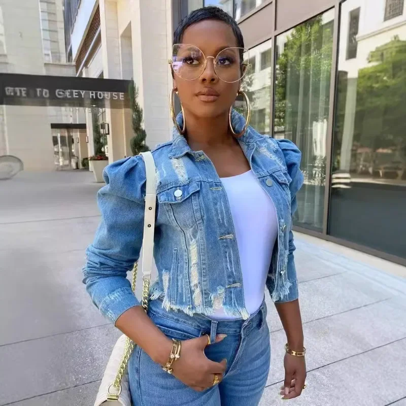 England Style Women Cowboy Coats Jackets Fashionable Minimalist Denim Bubble Sleeves with Single Breasted Lapel Women Clothing
England Style Women Cowboy Coats Jackets Fashionable Minimalist Denim Bubble Sleeves with Single Breasted Lapel Women Clothing