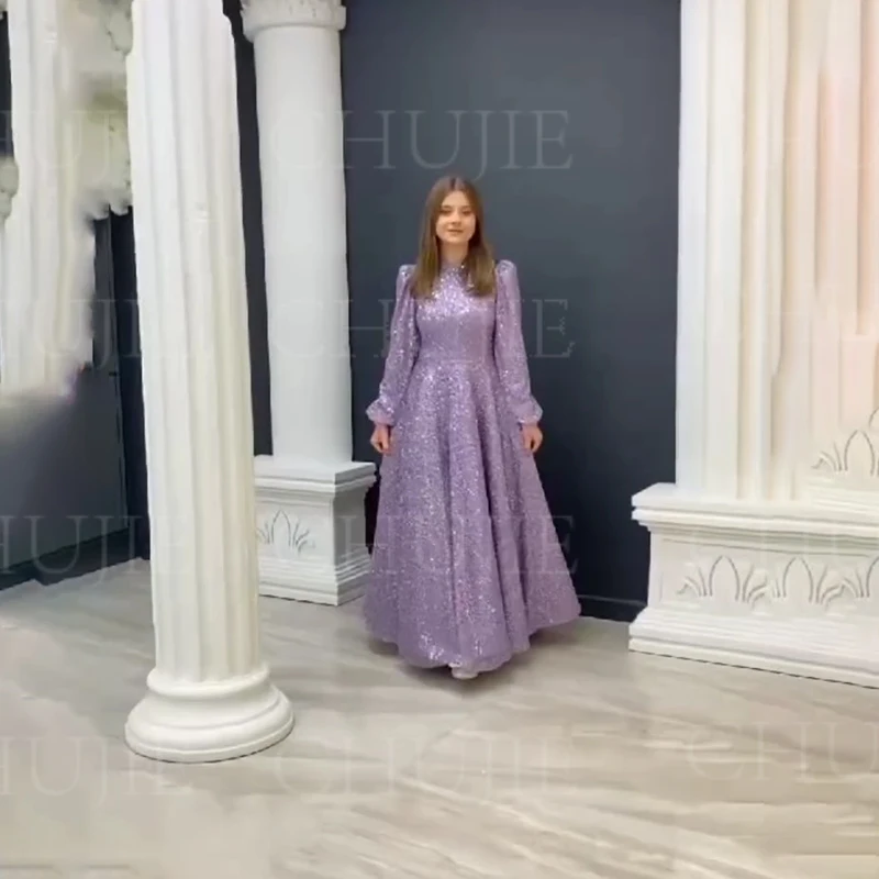 Sequins Prom Dress Customized Long Sleeves Dubai Saudi Arabia Muslim Evening Dresses Ankle Length Formal High Neck Formal Gown
Sequins Prom Dress Customized Long Sleeves Dubai Saudi Arabia Muslim Evening Dresses Ankle Length Formal High Neck Formal Gown