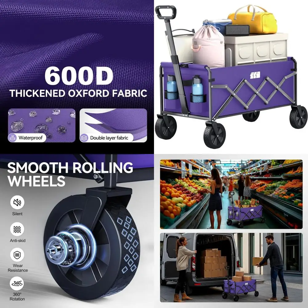 Heavy-Duty Purple Folding Wagon with 180lbs Capacity for Outdoors, Shopping, and Beach
Heavy-Duty Purple Folding Wagon with 180lbs Capacity for Outdoors, Shopping, and Beach