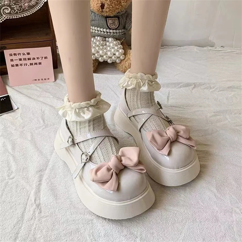 Bow Platform Round Head Pu Leather Shoes Women's Wedge New Japanese Style Jk Sweet Girls Gothic Lolita Kawaii Shoes
Bow Platform Round Head Pu Leather Shoes Women's Wedge New Japanese Style Jk Sweet Girls Gothic Lolita Kawaii Shoes