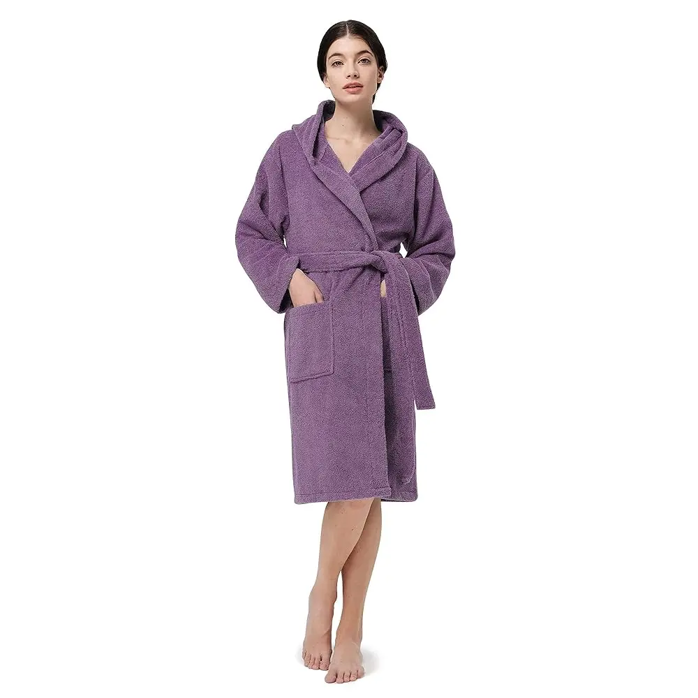 Women Hooded Terry Cloth Robes, Cotton Long Soft Plush Bathrobe for Shower, Spa, Towel Knee-Length Robe with Pockets
Women Hooded Terry Cloth Robes, Cotton Long Soft Plush Bathrobe for Shower, Spa, Towel Knee-Length Robe with Pockets