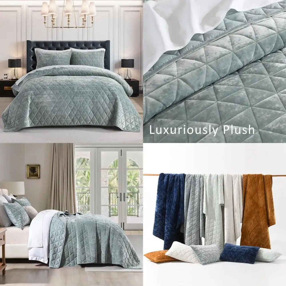 Luxurious Velvet Quilt Set, Soft and Lightweight Bedding, Comforter Bedspread, 3-Piece All-Season Bedding Ensemble, King Size
Luxurious Velvet Quilt Set, Soft and Lightweight Bedding, Comforter Bedspread, 3-Piece All-Season Bedding Ensemble, King Size