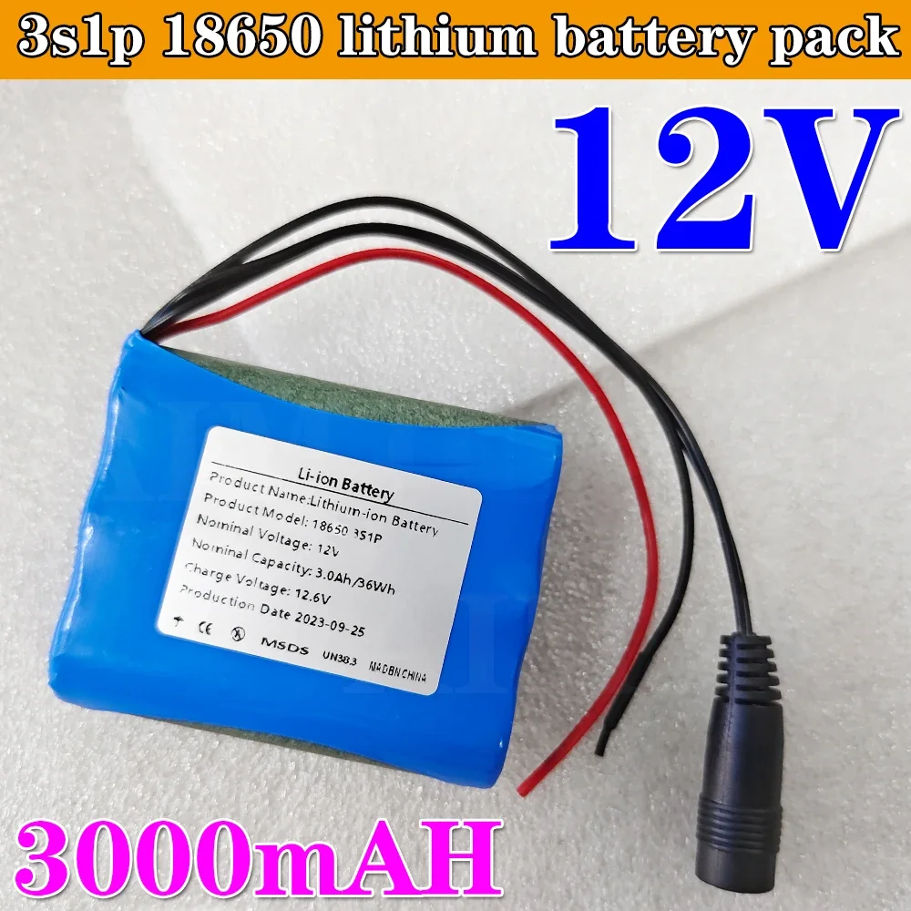 3S1P 12V 18650 Battery Pack Rechargeable Battery 3000mAh Li-ion 12.6V LED Lighting CCTV Camera Backup Power Supply
3S1P 12V 18650 Battery Pack Rechargeable Battery 3000mAh Li-ion 12.6V LED Lighting CCTV Camera Backup Power Supply