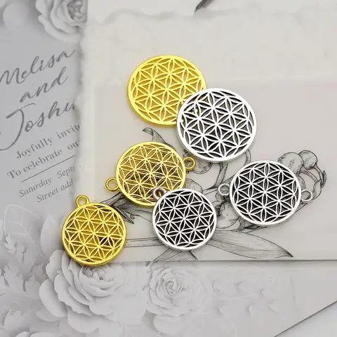 Breloques antiques fleur de vie, 20 pièces/lot, connecteurs, pendentifs pour Bracelets à faire soi-même, fabrication de bijoux, fournitures, accessoires