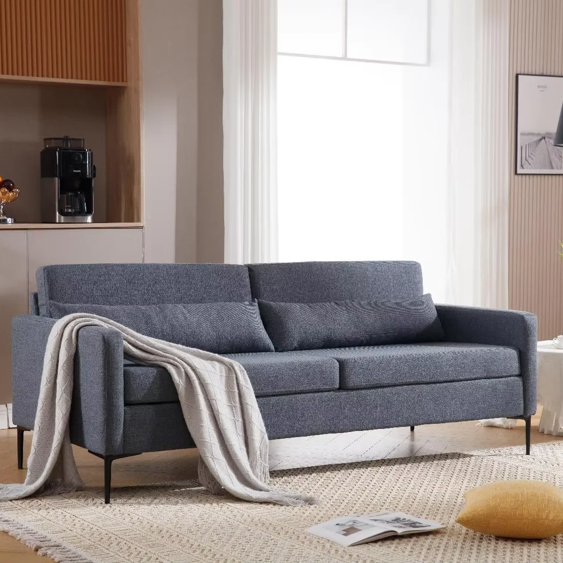 Elegant Modern Light Grey Fabric Compress Cushion and Backrest 3 Seats Long Leisure Bed Sofa Design Living Room Sofa Sets
Elegant Modern Light Grey Fabric Compress Cushion and Backrest 3 Seats Long Leisure Bed Sofa Design Living Room Sofa Sets