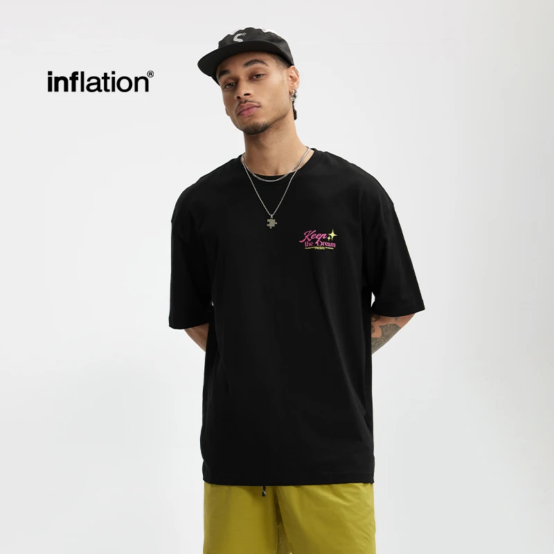 INFLATION Мужская футболка с американским принтом 265G, уличная одежда из 100% хлопка, большие размеры, тяжелая футболка с коротким рукавом
INFLATION Мужская футболка с американским принтом 265G, уличная одежда из 100% хлопка, большие размеры, тяжелая футболка с коротким рукавом