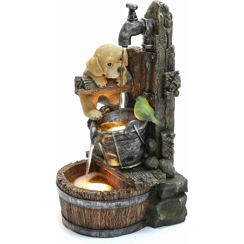 Water Fountain Outdoor, 25 Whimsical Puppy Dog Resin Outdoor Water Fountain with LED Lights, Decorative Garden
Water Fountain Outdoor, 25 Whimsical Puppy Dog Resin Outdoor Water Fountain with LED Lights, Decorative Garden